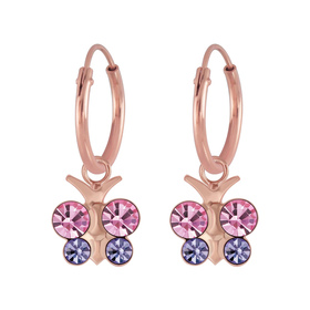 Schmetterling Kristall Kinder Creolen 925 Silber