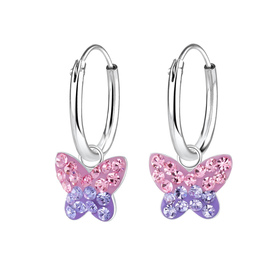 Schmetterling Kristall Kinder Creolen 925 Silber