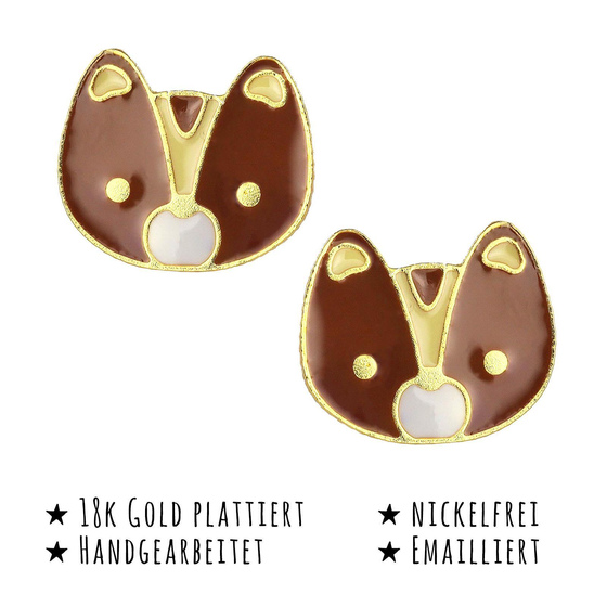 Das Bild mit Beschreibung zeigt Kinder Ohrringe Baby Br Ohrstecker aus Messing 18k Gold plattiert