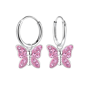 Schmetterling Kristall Kinder Creolen 925 Silber