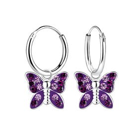 Schmetterling Kristall Kinder Creolen 925 Silber
