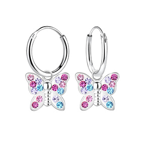 Schmetterling Kristall Kinder Creolen 925 Silber