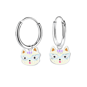 Katzen Kinder Creolen 925 Silber