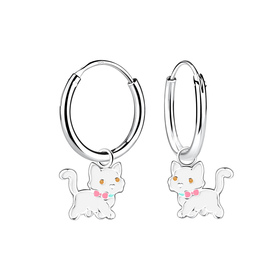 Katzen Kinder Creolen 925 Silber