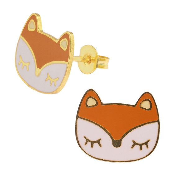 Auf dem Bild zu sehen sind Kinder Ohrringe Waschbr Kopf Ohrstecker aus Messing 18k Gold plattiert