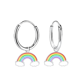 Regenbogen Kinder Creolen 925 Silber