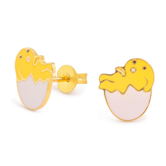 Auf dem Bild zu sehen sind Damen Ohrringe Kken Ei Ohrstecker aus Messing Gold plattiert handbemalt
