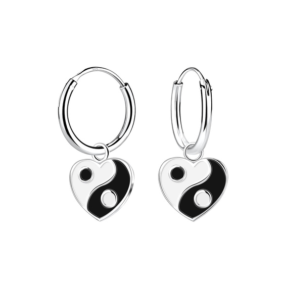 Yin Yang Herz Kinder Creolen 925 Silber