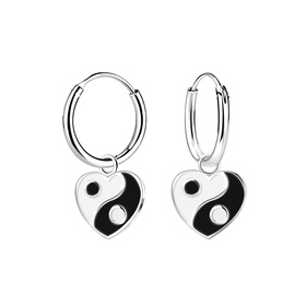 Yin Yang Herz Kinder Creolen 925 Silber