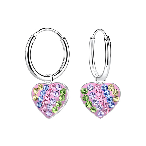 Herz Kristall Kinder Creolen 925 Silber