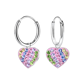 Herz Kristall Kinder Creolen 925 Silber