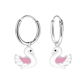 Schwan Kinder Creolen 925 Silber