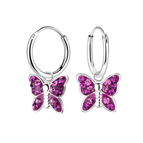 Schmetterling Kristall Kinder Creolen 925 Silber