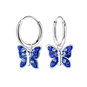 Schmetterling Kristall Kinder Creolen 925 Silber
