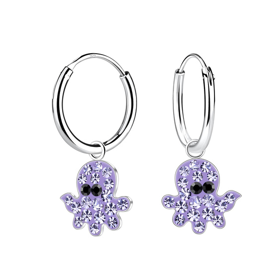 Oktopus Kinder Creolen 925 Silber