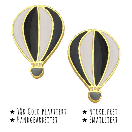 Das Bild mit Beschreibung zeigt Kinder Ohrringe Heiluft Ballon Ohrstecker aus Messing 18k Gold plattiert