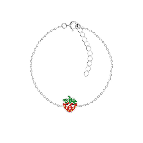 Erdbeeren Kinder Armband 925 Silber
