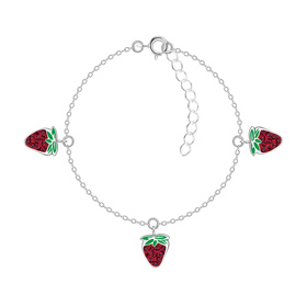 Erdbeeren Kinder Armband 925 Silber