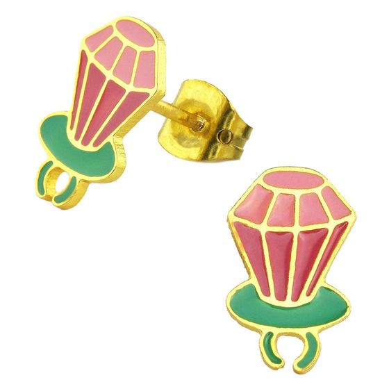 Auf dem Bild zu sehen sind Kinder Ohrringe Juwelen Ohrstecker aus Messing 18k Gold plattiert