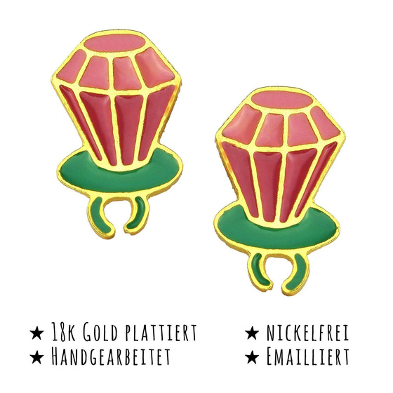 Das Bild mit Beschreibung zeigt Kinder Ohrringe Juwelen Ohrstecker aus Messing 18k Gold plattiert