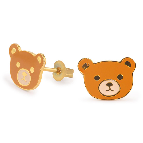 Auf dem Bild zu sehen sind Damen Bren Ohrringe Kopf Ohrstecker aus Messing Gold plattiert handbemalt