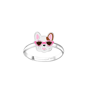 Franzsische Bulldoggen Kinder Ring 925 Silber