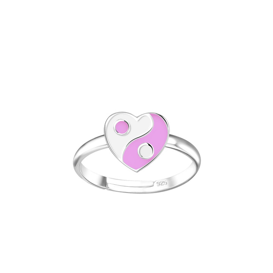 Yin Yang Herz Kinder Ring 925 Silber