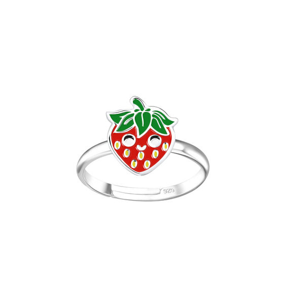 Erdbeeren Kinder Ring 925 Silber