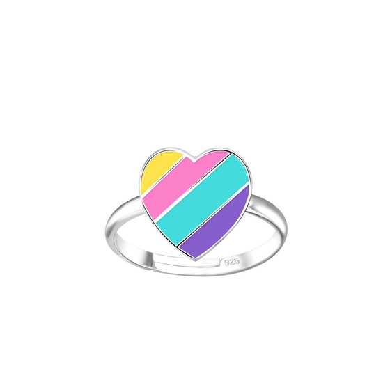 Regenbogen Kinder Ring 925 Silber