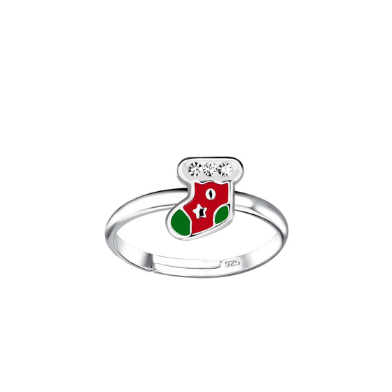 Weihnachtssocken Kinder Ring 925 Silber