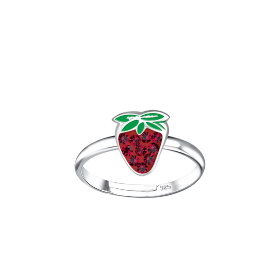 Erdbeeren Kinder Ring 925 Silber