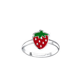 Erdbeeren Kinder Ring 925 Silber