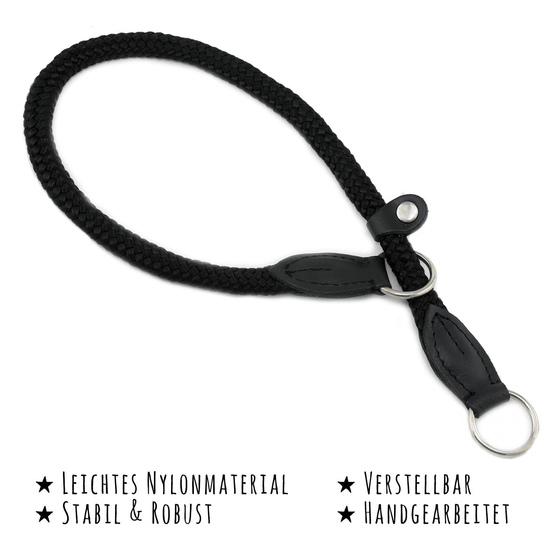 Das Bild mit Beschreibung zeigt Wrgehalsbnder Halsband fr Hunde mit Zugstopp