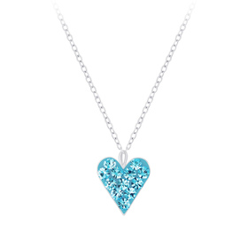 Herz Kristall Kinder Halskette 925 Silber