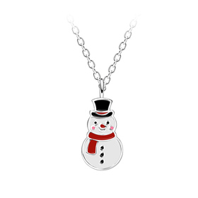 Schneemann Kinder Halskette 925 Silber