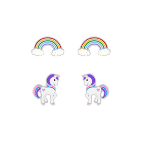 Einhorn Kinder Ohrringe Set 925 Silber