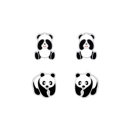Panda Kinder Ohrringe Set 925 Silber