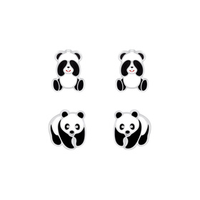 Panda Kinder Ohrringe Set 925 Silber