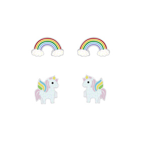 Einhorn Kinder Ohrringe Set 925 Silber