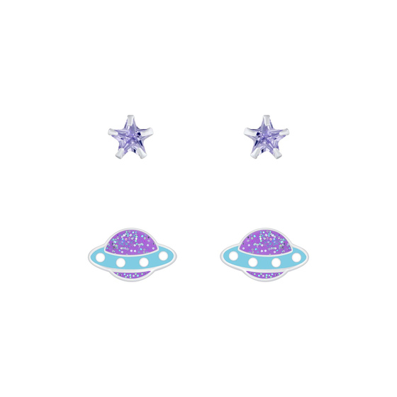 Planeten Kinder Ohrringe Set 925 Silber