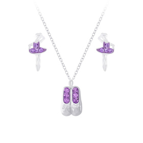 Ballerina Kinder Halskette Ohrringe Set 925 Silber