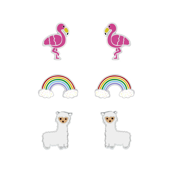 Bunt gemischtes Kinder Ohrringe Set 925 Silber