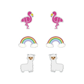 Bunt gemischtes Kinder Ohrringe Set 925 Silber