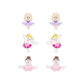 Ballerina Kinder Ohrringe Set 925 Silber