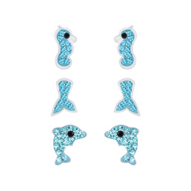 Meeresliebhaber Kinder Ohrringe Set 925 Silber