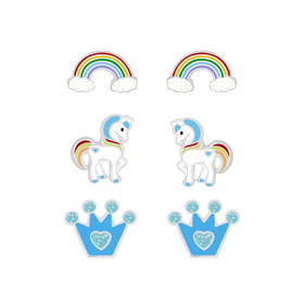 Bunt gemischtes Kinder Ohrringe Set 925 Silber