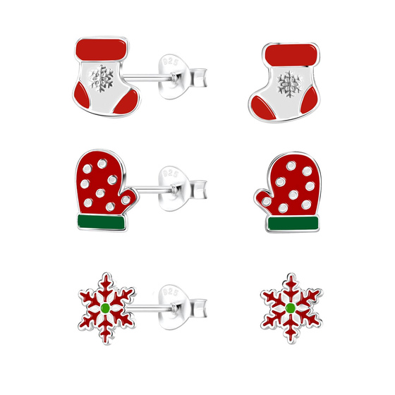 Weihnachten Kinder Ohrringe Set 925 Silber