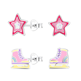 Bunt gemischtes Kinder Ohrringe Set 925 Silber