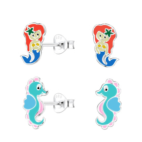 Meeresliebhaber Kinder Ohrringe Set 925 Silber