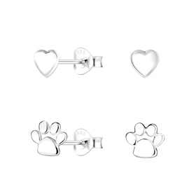 Hundeliebhaber Kinder Ohrringe Set 925 Silber